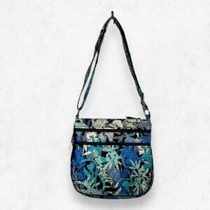 Vera Bradley "Camo Floral" Retired‎ Pattern Triple Zip Hipster Cross-body Bag